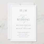 Invitation Code QR officiel Dusty Blue Calligraphy Mariage (Devant)