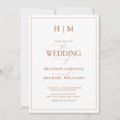 Invitation Code QR officiel Mariage de monogramme orange brûl (Devant)