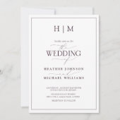 Invitation Code QR officiel Plum violet Mariage de monogramme (Devant)