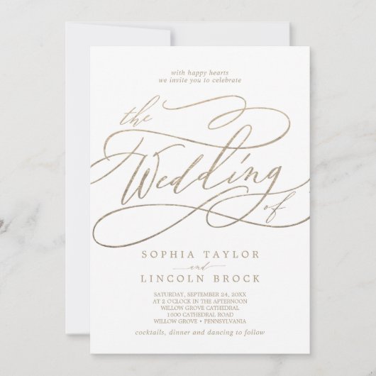 Invitation Code QR Or Romantique Tout en un Mariage (Devant)