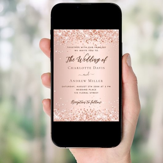 Invitation Code QR or rose RSVP détails mariage de luxe