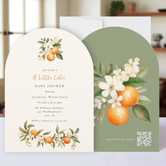 Invitation Code QR Orange Blossom Baby shower Arch Design