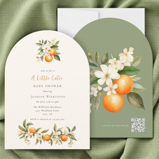 Invitation Code QR Orange Blossom Baby shower Arch Design