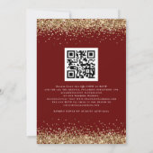 Invitation Code QR Pailleté Or Moderne Mariage Bordeaux (Dos)