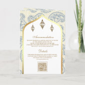 Invitation Code QR Paisley Bleu et Or Mariage Musulman (Dos)
