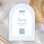 Invitation Code QR Pastel Bleu Coquette Arc en Anse Bébé à Ve