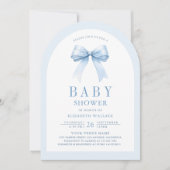 Invitation Code QR Pastel Bleu Coquette Arc en Anse Bébé à Ve (Devant)