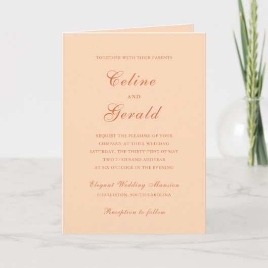 Invitation Code QR Peach Classic Mariage élégant (Devant)