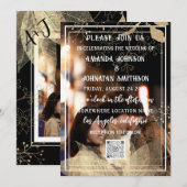 Invitation Code QR personnalisé avec photo Monogramme Noir Bl (Devant / Derrière)