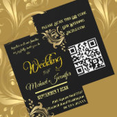 Invitation Code QR personnalisé Mariage noir et or élégant