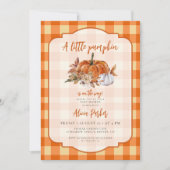 Invitation Code QR petite citrouille orange gingham shower de (Devant)