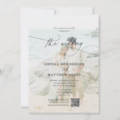 Invitation Code QR Photo Calligraphie Mariage élégant (Devant)