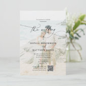 Invitation Code QR Photo Calligraphie Mariage élégant (Debout devant)