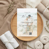 Invitation Code QR Photo Calligraphie Mariage élégant