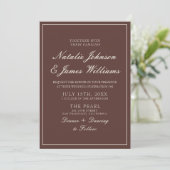 Invitation Code QR photo de mariage au chocolat brun Old Mone (Debout devant)