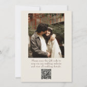 Invitation Code QR photo de mariage au chocolat brun Old Mone (Dos)