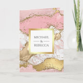 Invitation Code QR Photo de mariage en marbre rose doré Agate (Devant)