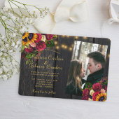 Invitation Code QR photo de mariage rustique tournesol et ros