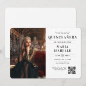 Invitation Code QR photo de princesse moderne Quinceañera (Devant / Derrière)