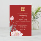 Invitation Code QR Photo | Mariage Chinois Lotus (Debout devant)