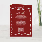 Invitation Code QR photo mariage main dessinée blanche rouge (Dos)