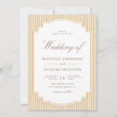 Invitation Code QR photo mariage rayé beige classique (Devant)