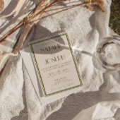 Invitation Code QR photo mariage vert olive argenté élégant