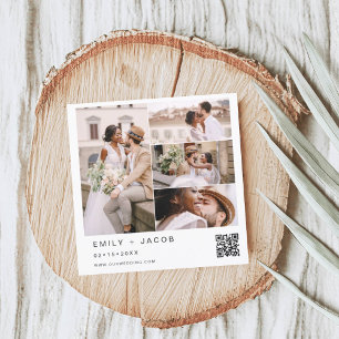 Invitation Code QR photo minimaliste Mariage blanc