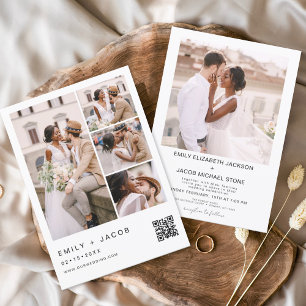 Invitation Code QR photo minimaliste Mariage blanc