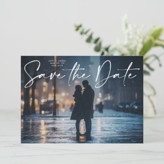 Invitation Code QR photo modifiable - Modern Save the Date Ca (Debout devant)