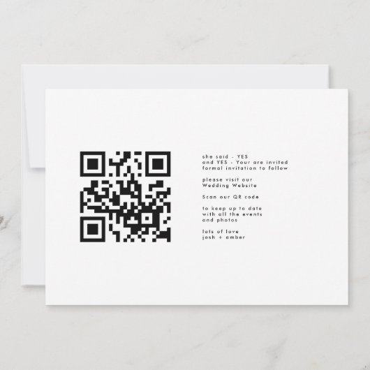 Invitation Code QR photo modifiable - Modern Save the Date Ca (Dos)