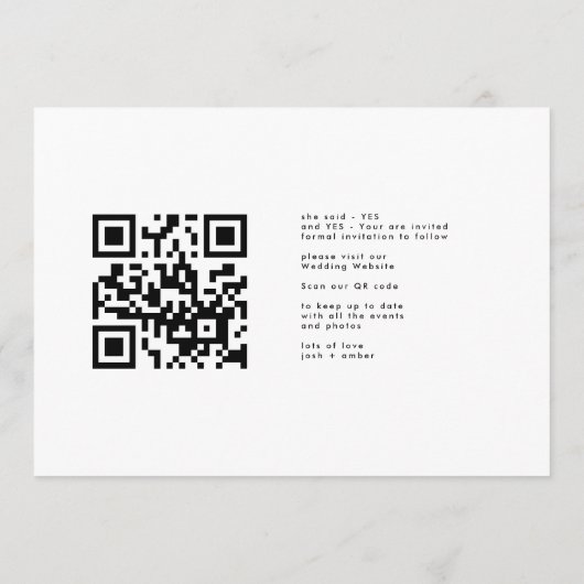 Invitation Code QR photo modifiable moderne - Enregistrer la (Dos)