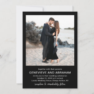 Invitation Code QR photo noir propre mariage moderne