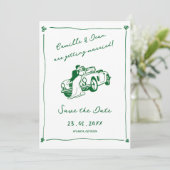 Invitation Code QR photo "Save the Date" vert dessiné à la ma (Debout devant)