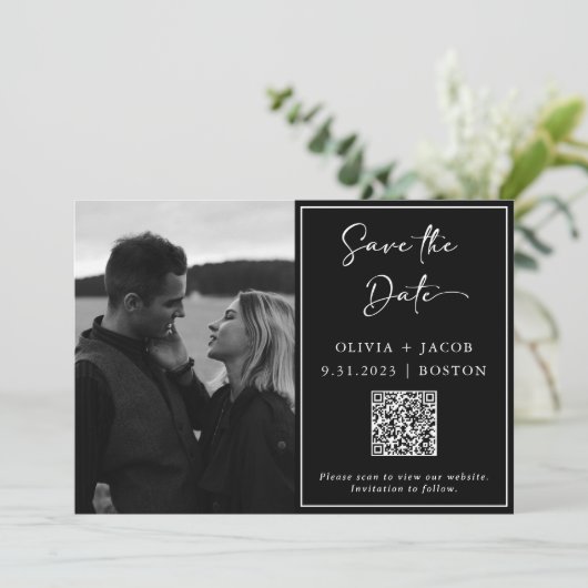 Invitation Code QR | Photo simple et moderne Enregistrer la d (Debout devant)