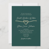 Invitation Code QR Photo Vert Émeraude Mariage (Devant)