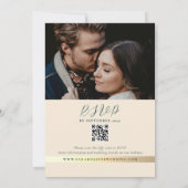 Invitation Code QR Photo Vert Émeraude Mariage (Dos)