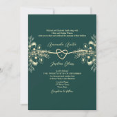 Invitation Code QR Photo Vert Émeraude Mariage Or (Devant)