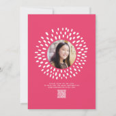 Invitation Code QR Pink Bat Mitzvah Photo Starburst Gras Pop (Dos)