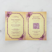 Invitation Code QR Plumes de Paon Violet Mariage Indien (Intérieur)