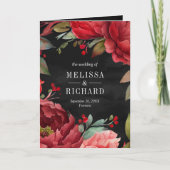 Invitation Code QR Pot de Fleur de Pivoine Rouge Mariage Char (Devant)