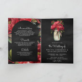 Invitation Code QR Pot de Fleur de Pivoine Rouge Mariage Char (Intérieur)
