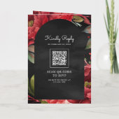 Invitation Code QR Pot de Fleur de Pivoine Rouge Mariage Char (Dos)