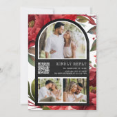 Invitation Code QR Pot Mason Fleur de Pivoine Rouge Mariage N (Dos)
