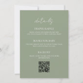 Invitation Code QR pour Baby Shower Bois de Sauge Vert (Dos)