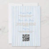 Invitation Code QR pour Baby Shower Ourson Rayures Bleues Vin (Dos)