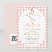 Invitation Code QR pour Baby Shower Silly Goose Rose Pâle à C (Devant / Derrière)