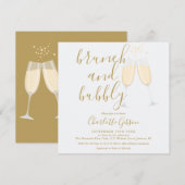 Invitation Code QR pour brunch doré et champagne pour enterre (Devant / Derrière)