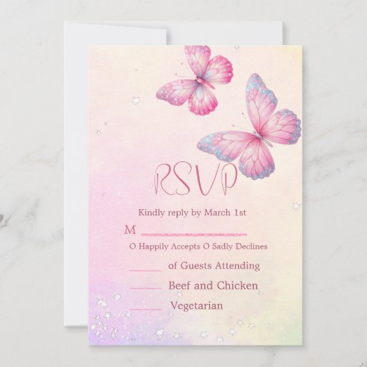 Invitation Code QR pour la Baby Shower Papillon Rose (Devant)