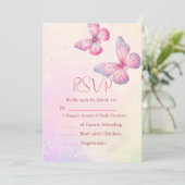 Invitation Code QR pour la Baby Shower Papillon Rose (Debout devant)